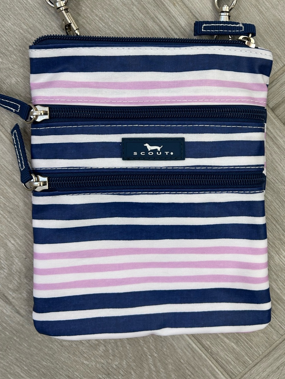 Scout Sally Go Lightly Crossbody Lilac and Navy Stripe